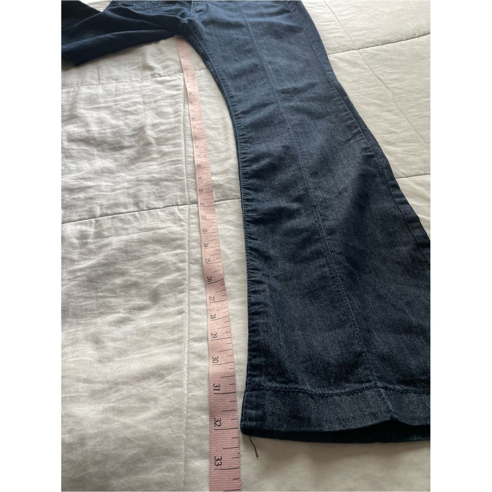 Y2K Low Rise Dark Blue Chambray Trouser Flare Pants 6 2000s Bratz Chic Going Out - Picture 10 of 10